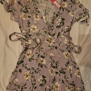 Xhilaration Purple Floral Wrap Dress